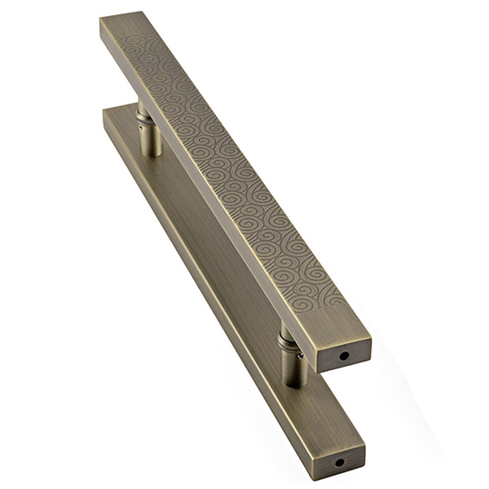Double Sided Pull Push Bar Stainless Steel Modern Door Handle for Entrance Interior Exterior Gate,Glass/Wood Door Sliding Barn Square Entry Door Handle(Bronze,40cm/15.7inch)