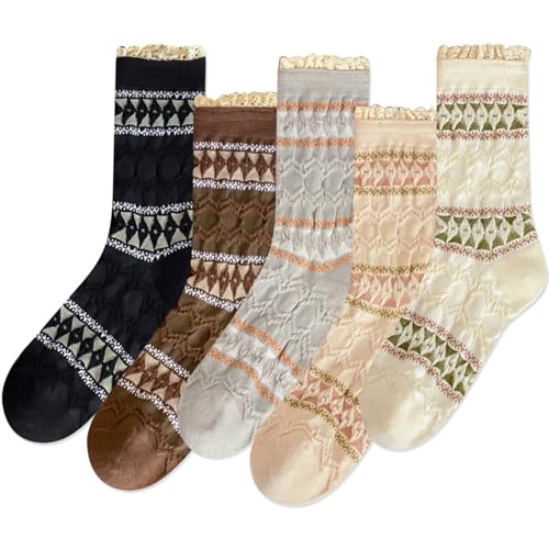 Image of IIG Womens Novelty Cotton Crew Socks Cute Animals Socks Fun Flower Socks (fit women's shoe size 5-9)