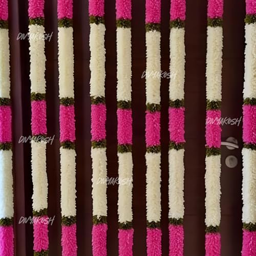 Image of Divyakosh Artificial Flower Garland 4 Pcs, Toran for Main Door with Side Hanging | Size 5.5 Feet | Multipurpose Floral Wall /Door Hangings, Backdrop for Pooja Decoration |