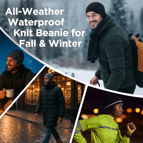 Image of Oversized L /XL /XXL DryKnit Waterproof Merino Wool Blend Beanie Fleece Lined Knit Hat for All-Weather Winter