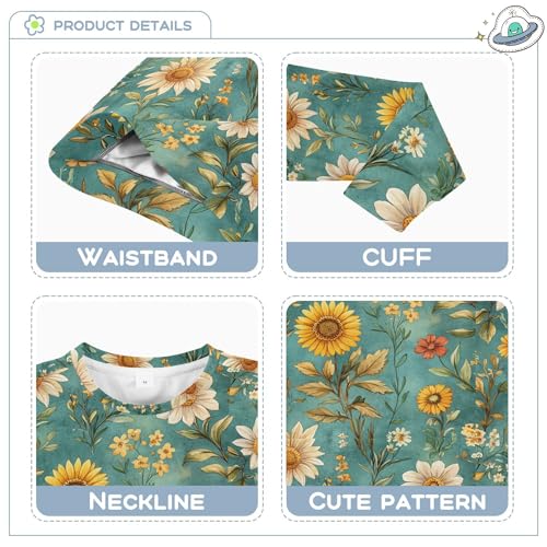 JUNZAN Autumn Flowers Sunflower Lily Rosemary Teal Kids Boys Hoodie Sweatshirt Fleece Boys Sweat Shirt Sports 4T3