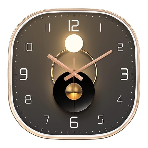 STAR WORK Non Ticking Silent Quartz Wall Clock Bedroom Hall Living Room Office | Mute and Quiet | Home Decorative Art Collection (Moon Square)