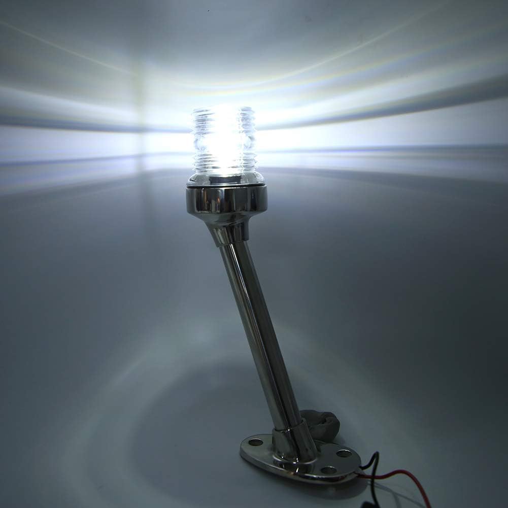 Acouto LED Navigation Light, LED Marine Navigation Light White All Round Boat Light Elbow For Yacht Boat Stern Anchor Light 12?24V Fishing Boat Sailing Lamp