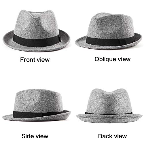 Image of LADYBRO Straw Trilby Fedora Hat for Men Women 1920s Wool Felt Panama 7 1 /4