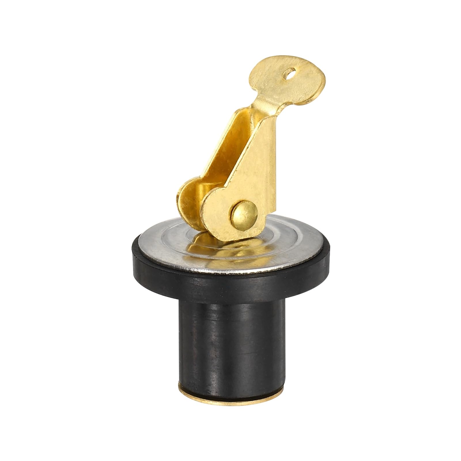 PATIKIL 15.9mm Marine Boat Rubber Plug, Brass Snap Handle Drain Plugs Stainless Steel Deck Plug Strong and Sturdy for Boats Marine Yachts Kayaks Canoes Ship Drains Accessories — image 1