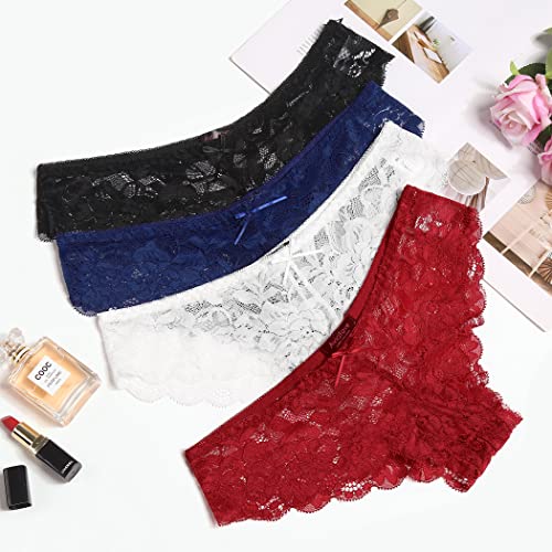 Image of Avidlove Women Floral Lace Panties Sexy Hipster Underwear Cheeky Bikini Panties V-Shape Waistband Tangas