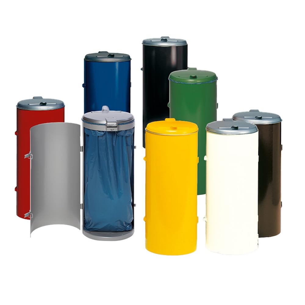 PROREGAL Kompakter Abfallsammler junior mit Deckel & Einflügeltür | 35cm Einfüllöffnung | HxBxT 90x45x45cm | Stahl | Anthrazit | Mülleimer Abfalleimer
