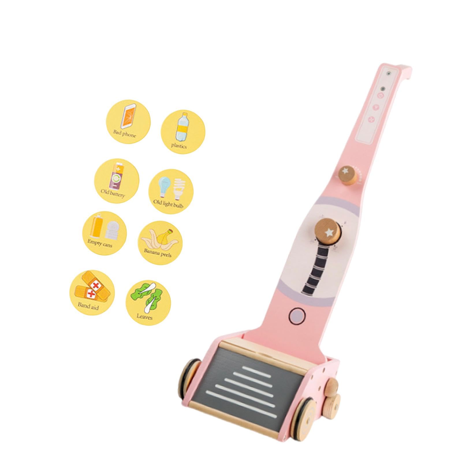 Staubsauger für Kleinkinder, Interaktives Haushaltsspielzeug Aus Holz, Lustiges Rollenspiel, Pädagogisches Spielzeug, Rosa