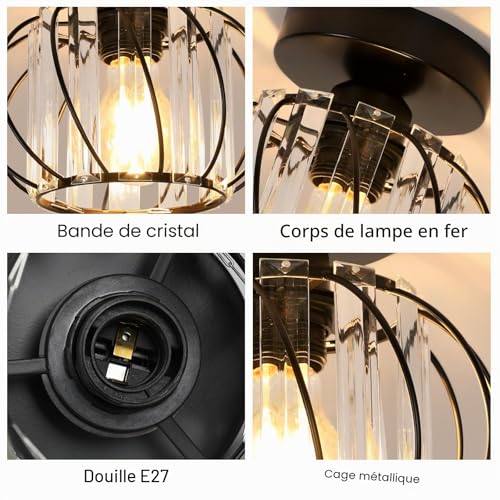 Plafonnier en cristal moderne E27 pour illuminer un couloir sombre