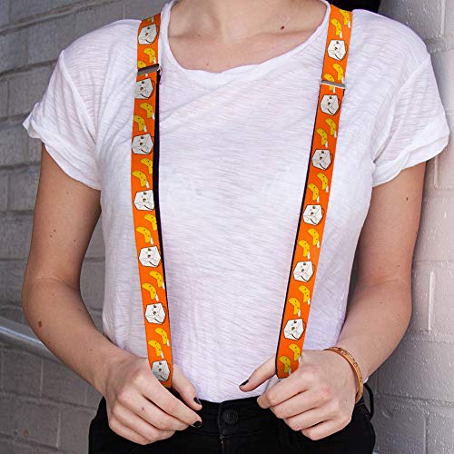 Buckle-Down Tirantes ajustables naranja que eliminan la presión del cinturón con estilo multicolor 2