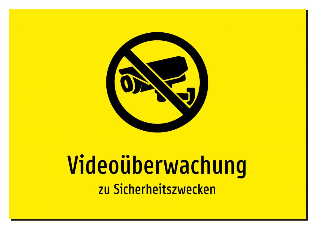 Videoüberwachung - zu Sicherheitszwecken – Aluminiumschild A2: 594x420mm – Mit Grafik und Text