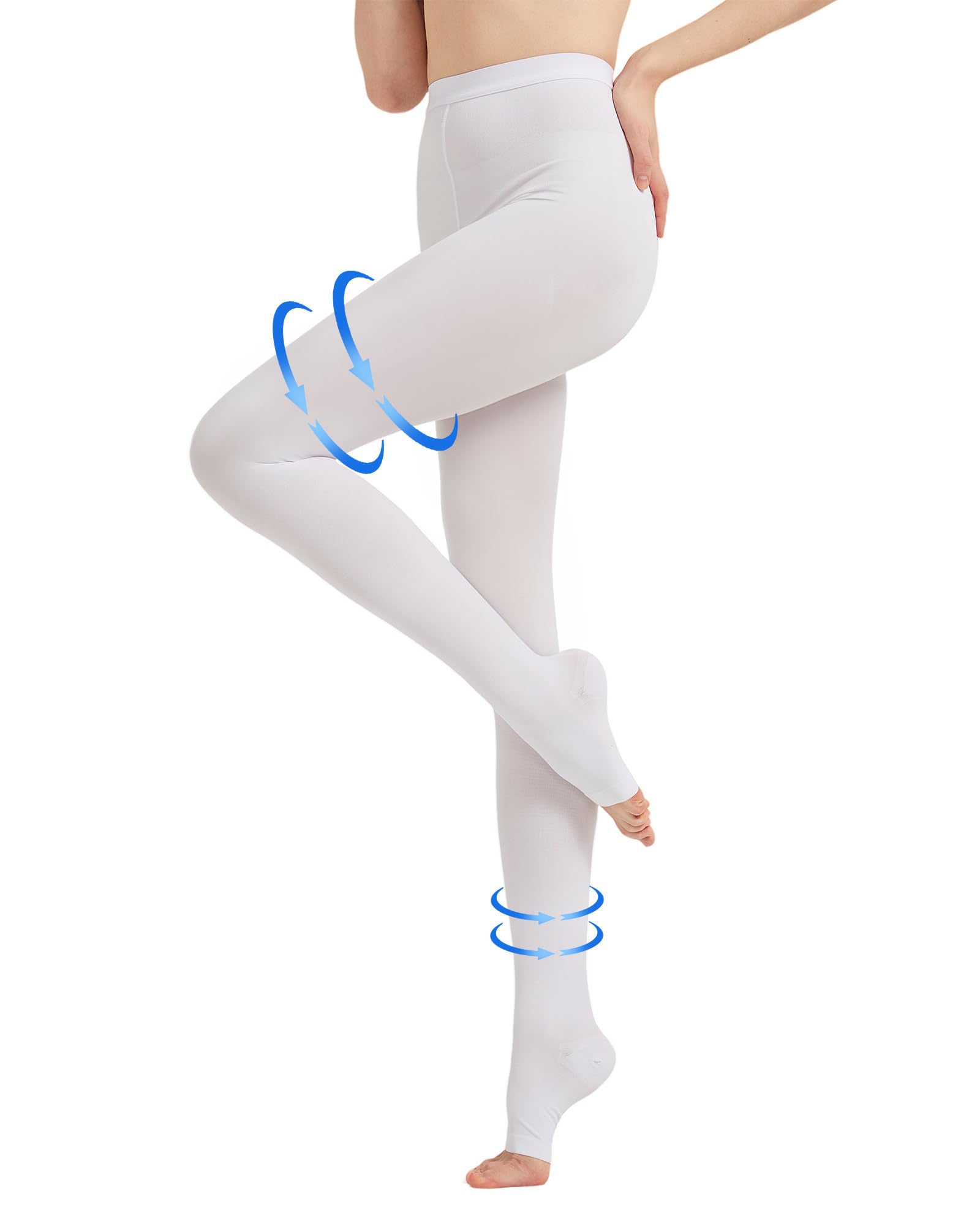 Plus Size 4XL Compression Pantyhose for Women Men, 20-30 mmHg Graduated Compression Tights, Opaque Toeless Compression Stockings Waist High Support Tights for Swelling, DVT,Pregnant, Teacher, Doctor