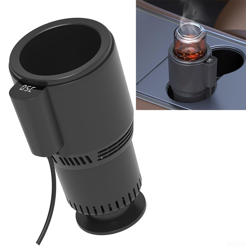 Portabicchieri portatile 2 in 1 per auto, per raffreddare e riscaldare, riscaldatore intelligente per bevande calde e fredde, per auto, ufficio, design compatto in ABS