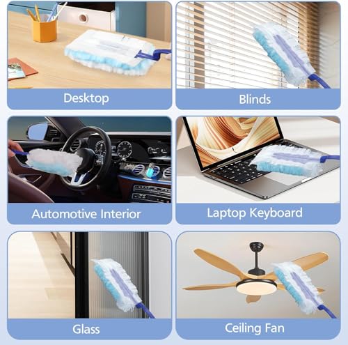 Image of 50 Count Duster Refills for Swiffer Duster, 180 Heavy Duty Disposable Dusters Replacement Kit with Handle, Heavy Duty Multi Surface Duster Refills for Home, Office, Blinds, Ceiling Fans