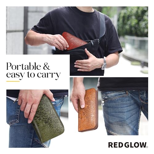 Red Glow RG-008 Men's Long Wallet, Made in Japan, Tochigi Leather, Genuine Leather, Round Zipper, Tiger Pattern (Red)2