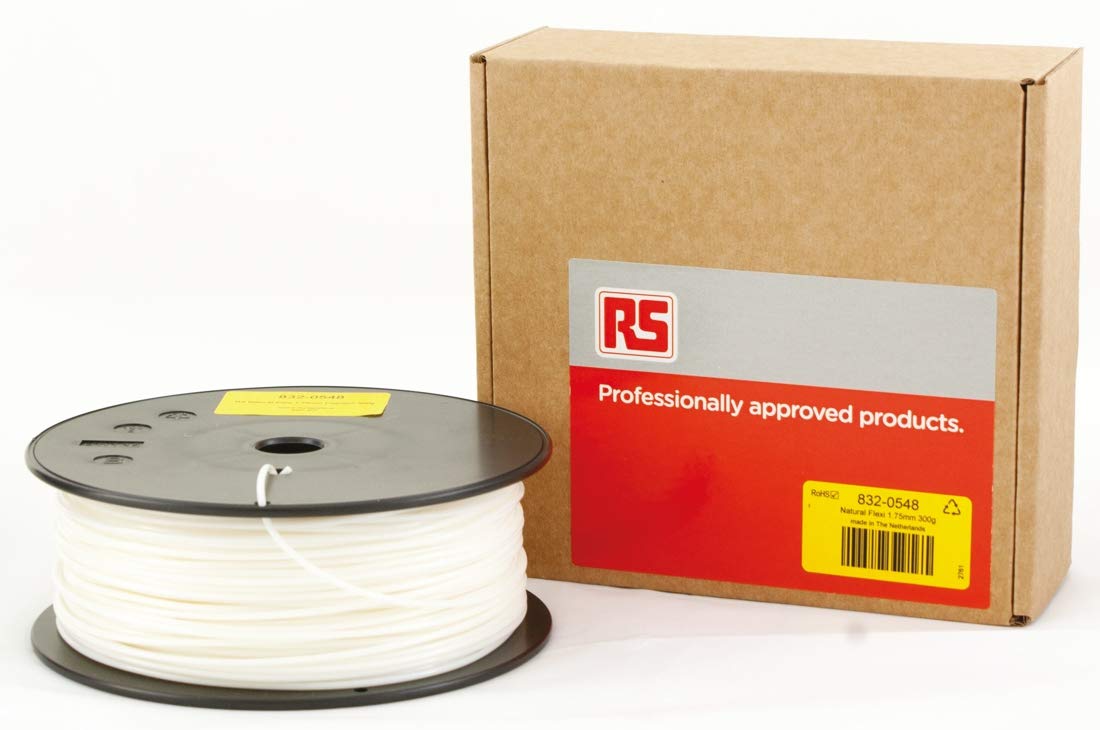 RS PRO FLEX 45 3D-Drucker Filament zur Verwendung mit Gängige Desktop-3D-Drucker, Natur, 1.75 mm, Fused Deposition
