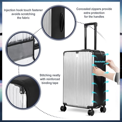 Gilprop 3 Pack Thicken Clear Luggage Cover Protector TPU Luggage Covers for Suitcase Waterproof Anti-scratch Protector Sleeve Fits 20 24 28 Inch Baggage TSA Approved Travel Accessories