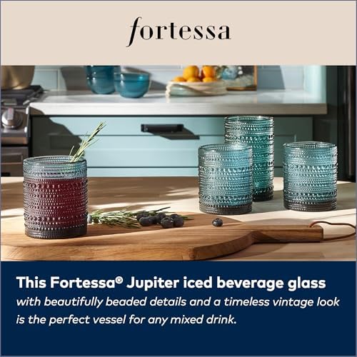Fortessa Jupiter Beaded Hobnail Glass, 13 Ounce Iced Beverage (Set of 6), Sage Green - Thumbnail 3