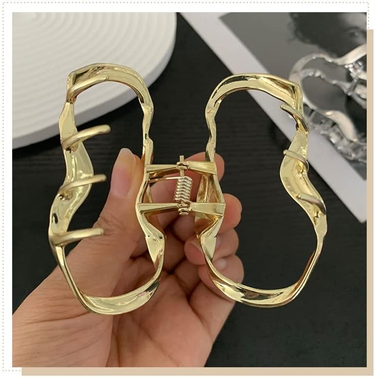 プレミアム気質 メタル ヘアグリップ クリップ 大型 後頭部 サメ クリップ ヘアクリップ クリップ ヘッドドレス (Color :