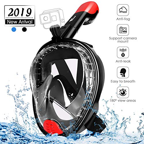 amzdeal Máscara de Buceo, Máscara de Snorkel Adjustable de Cara Completa 180°...
