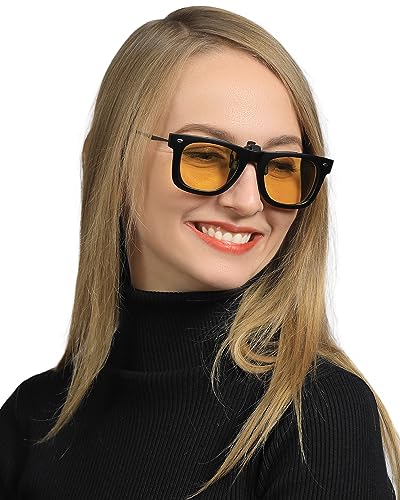 Image of LUFF Polarized /Night Vision Clip on Sunglasses /Myopia Glasses for Driving Black-Yellow