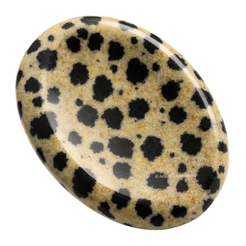 Image of Amazing Gemstone Dalmatian Jasper Worry Stone, Healing Crystals - Piedra Crystal Fidget for Gift, Meditation, Calming, Relaxation, Stress Relief