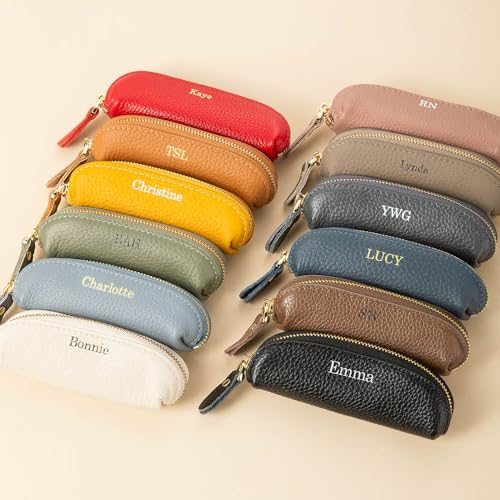 Personalized Multicolor Mini Genuine Leather Coin Purse Small Change Zipper Purse Makeup Bag with Name Daily Travel Accessories Birthday Gift for Women2