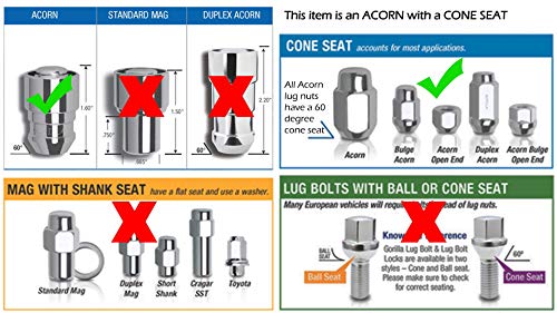 Image of Gorilla Automotive 61631-2K Gorilla Guard Acorn 12-1.50 Chr 2Key Steel Lock
