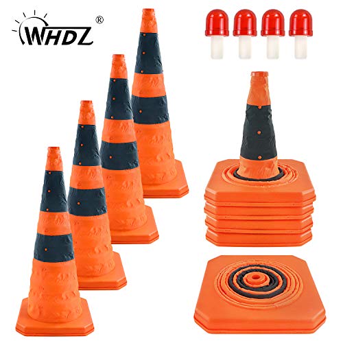 WHDZ 28 inch Collapsible Traffic Cones with LED Light Multi Purpose Pop up