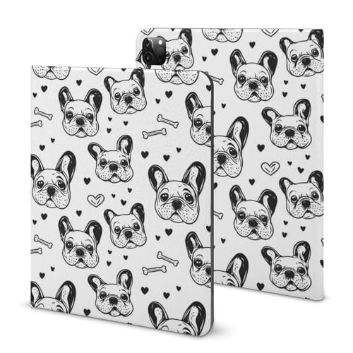 Coque iPad Pro 11 motif bouledogue avec porte-crayon pour modèles 2018 à 2022