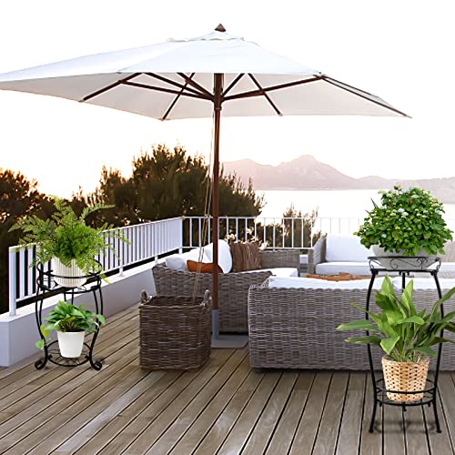 2 Pack Metal Plant Stand Indoor Holders-Outdoor Plants Flower Potted Stands Rack For Multiple Plants,Sturdy Iron Pot Round Shelf,Modern And Stylish Decor For Garden Home Yard Patio,2 Different Size #TOP4