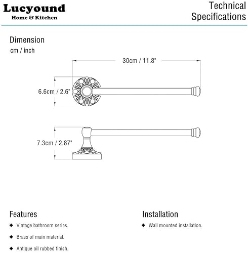 Miniatura 3 de Toallero + toallero de 12 pulgadas, juego de accesorios de baño de latón