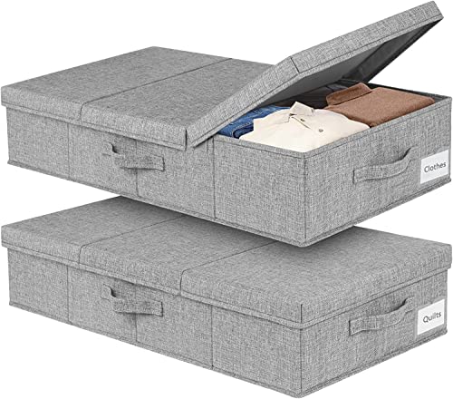 mepure 2 Pack 48L Underbed Storage, 79x40x15cm, Fabric Under Bed Storage Boxes with Lids