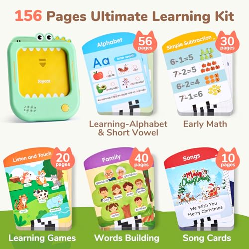 Image of JoyCat Kids Learning Tablet, Learn to Read 156 Pages Talking Flash Cards | 600+ Words, 40+ Themes, 100+ Interactive Games, Screen-Free Phonics Toddler Learning Toys Gifts for 2-6 Year Old