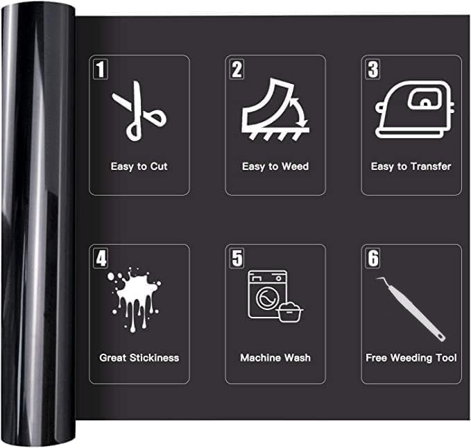 Miniatura 3 de HTVRONT - Vinilo de transferencia de calor HTV- Rollos de vinilo de 3.65 x 6 metros, ideal para camisetas, es fácil de cortar y quitar para el