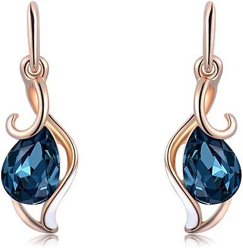 Thanksgiving Gift Rose gold plated blue stone diamond drop stud earrings for women jewelry christmas gifts