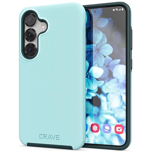 Image of Crave Compatible with Samsung Galaxy S25 Case (6.2 inch), Slim Fit, Shockproof Dual Layer Grip, Wireless Charging Compatible - Aqua | Compatible with Samsung Galaxy S25