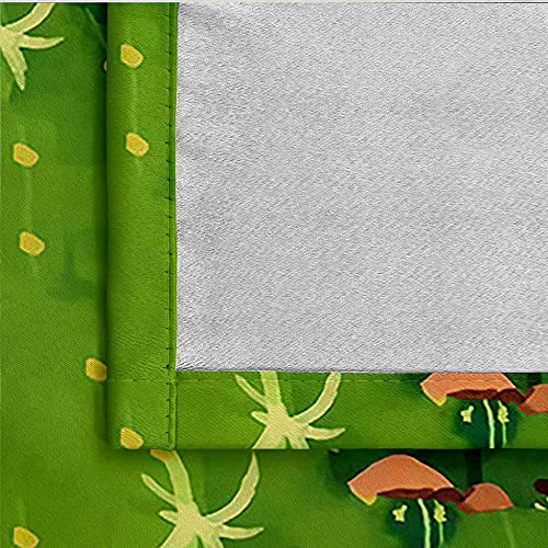 Xksjwy Living Room Curtains For Windows 2 Panel Sets 84 Inches Long Blackout 3D Artistic Green Cactus Pattern Farmhouse Curtains For Bedroom Thermal Insulated Room Darkening ​Grommet Curtains & Drape #TOP5