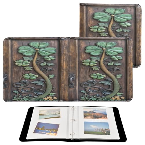 Álbum de fotos adhesivo bricolaje álbum de recortes tréboles tema de San Patricio archivadores de anillos de 3 anillos libro de fotos 40 páginas 8x10 para memoria miniatura 2
