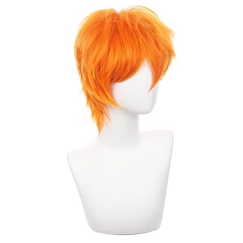 Miniatura 4 de COSPLAZA Peluca de cosplay naranja corta puntiaguda esponjosa resistente al calor pelo sintético en capas hombres mujeres Halloween fiesta peluca