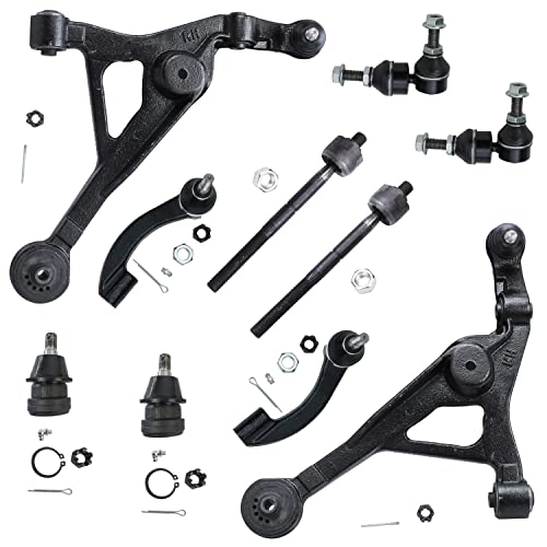 Image of Detroit Axle - 10pc Front End Suspension Kit for 2001-2006 Chrysler Sebring Dodge Stratus 2002 2003 2004 2005, 2 Lower Control Arms w /Ball Joints 2 Upper Ball Joints 4 Inner Outer Tie Rods 2 Sway Bars
