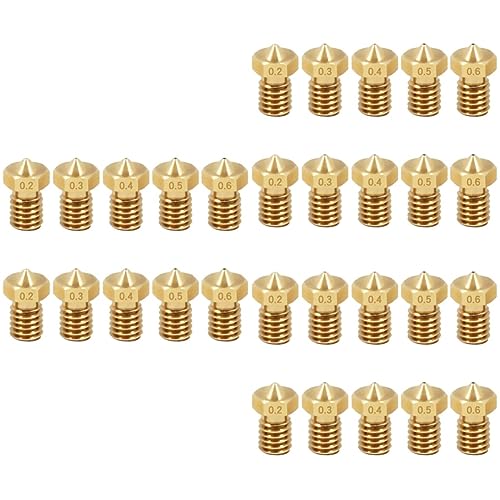ULTECHNOVO 30pcs Printer Nozzle Mini Head Brass Nozzle for Extruder Threaded Filament Printers Parts