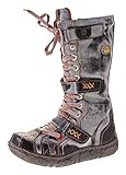 tma stiefel grün  TMA Damen Leder Winter Comfort Stiefel Reptil Print Gefüttert Echt Leder Schuhe 7086 Schwarz Grau Gr. 37