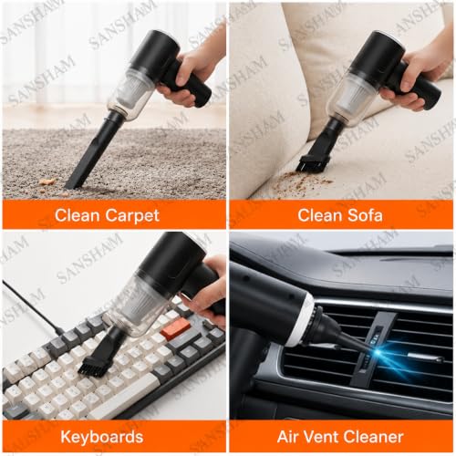 Image of Car Vacuum Cleaner 3 in 1 Cordless Handheld with 3 Attachments & Blower for Wet & Dry Cleaning for Home /Office /Car /Keyboard /Travel /Sofa