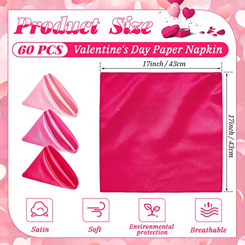 Set de 60 Servilletas de Tela Satinadas Rosadas 43x43 cm miniatura 2