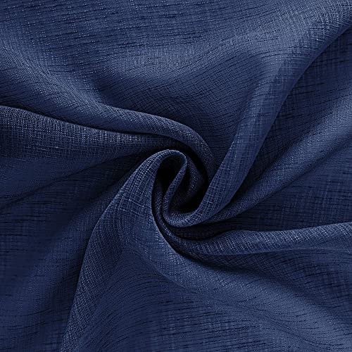 Image of KOUFALL Short Curtains for Bathroom Window,Sheer Cafe Curtains for Kitchen 36 Inch Length,Navy Blue