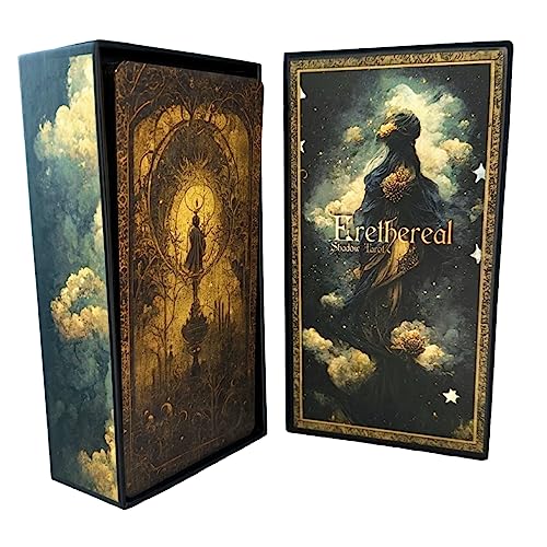 Erethereal Shadow Work Tarot Deck | 78 Cards, Dark Vintage Ethereal Gold Foil Edges, Oracle, Indie Beginner Divination, Golden Thread with Unique Artwork