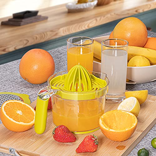 Paffenery Luxury Citrus Juicer Hand Squeezer – Good Grip Healthy Manual Juicer with Measuring Cup and Grater, Oranges, Limes, Grapefruit & Other Citrus Fruit Manual Juice Press Easy Pour Spout, Green - Thumbnail 7