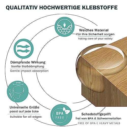 FUHOMI 24 Stücks Kantenschutz Baby Eckenschutz Baby Selbstklebend Transparent Tischkantenschutz Eckschutzkanten Baby kindersicherung Mit Verbessertem Superkleber für Baby Sicherheit (24PCS) 2