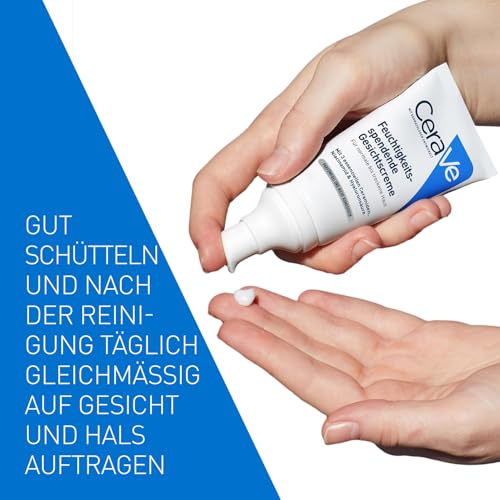 CeraVe Feuchtigkeitsspendende Gesichtscreme für normale bis trockene Haut, Ultraleichte Formel, Mit Hyaluron, Niacinamid und 3 essenziellen Ceramiden, 2 x 52 ml